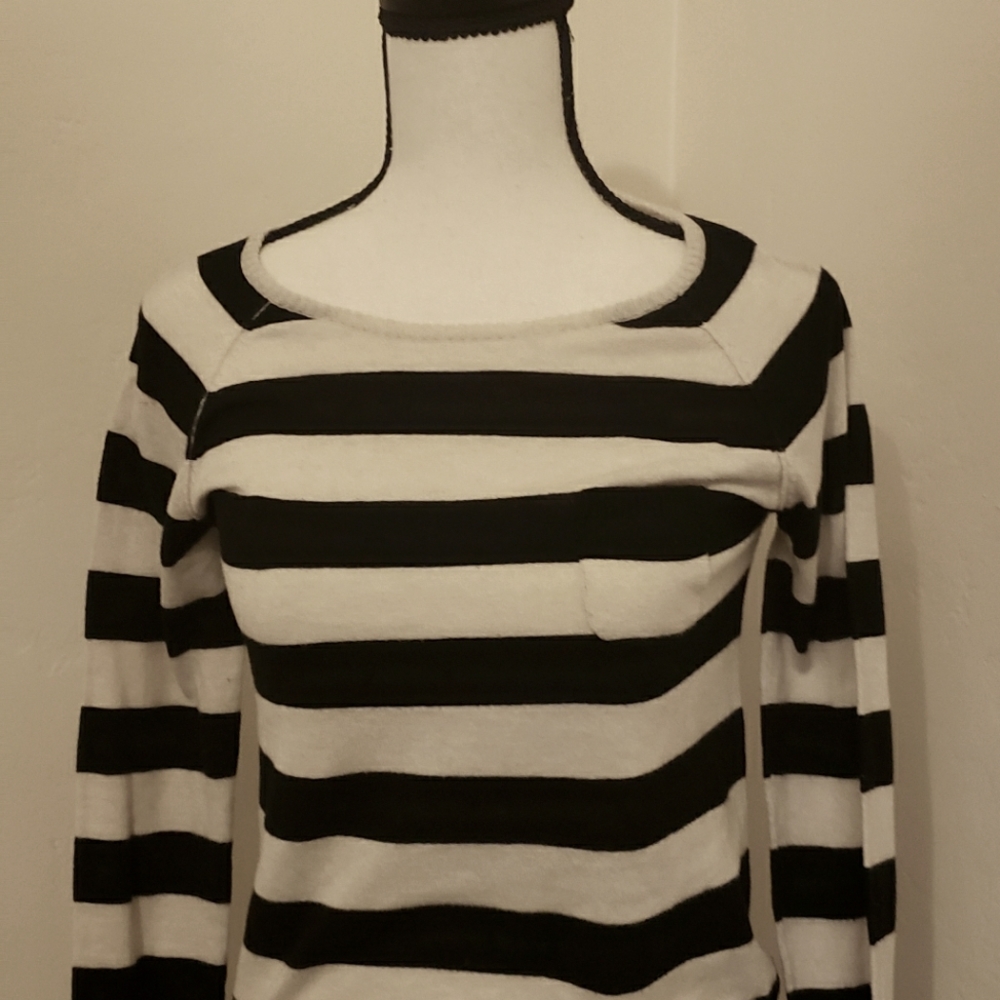 Active,.soft black stripe sweater, size L
